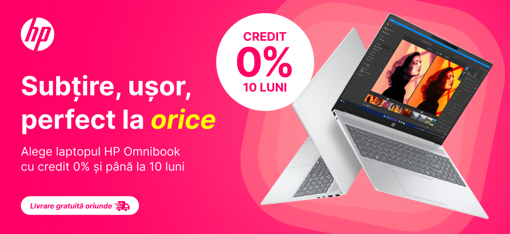 Alege laptopul HP Omnibook ce credit 0% și până la 10 luni
