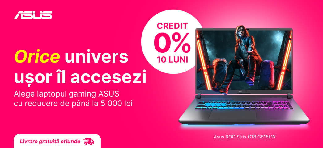 Alege laptopul gaming Asus cu reducere de până la 5 000 lei