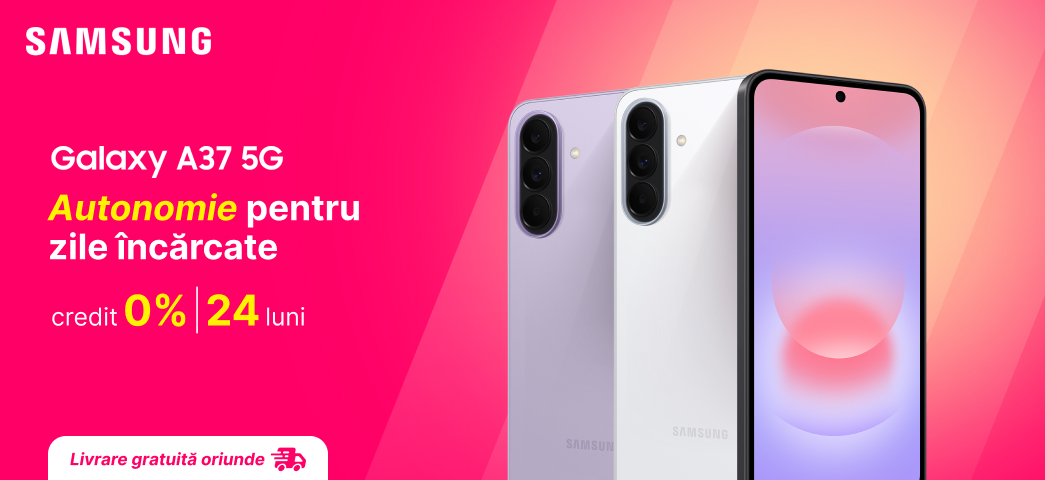 Galaxy A37 Profită de 24 rate cu 0% dobândă și ia-ți smartphone-ul simplu și rapid.