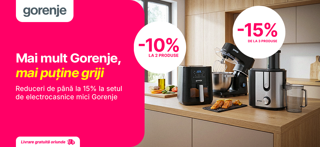 Profită de reducere mai mare la mai multe unități de tehnică Gorenje