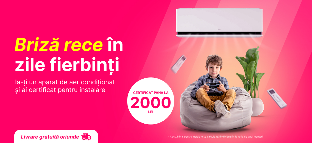 Alege un aparat de aer condiționat și primești un certificat cadou de până la 2 000 lei pentru instalare