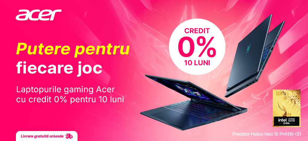 Acer Aspire ai opțiunea credit 0% și 10 rate accesibile pentru modelul ales.