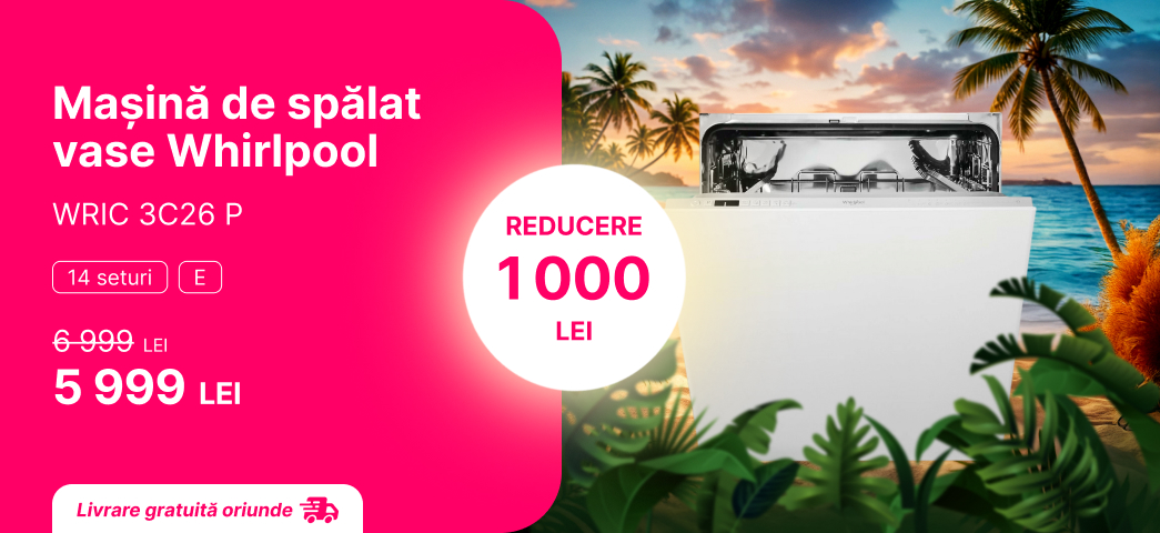 Mașină de spălat vase Whirlpool WRIC 3C26 P reducere 1 000 lei