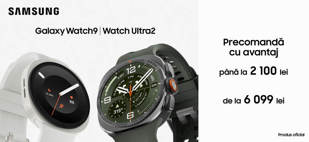 Alege unul dintre cele mai noi modele: Galaxy Watch 9 sau Galaxy Watch Ultra 2 și precomandă de la 6 099 lei