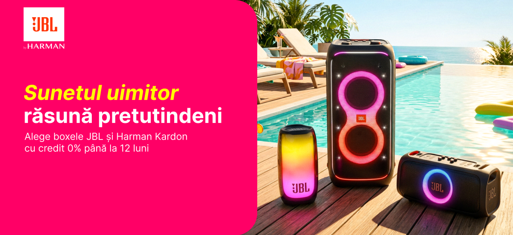 Doar acum, boxele JBL și Harman Kardon sunt disponibile cu credit 0% până la 12 luni