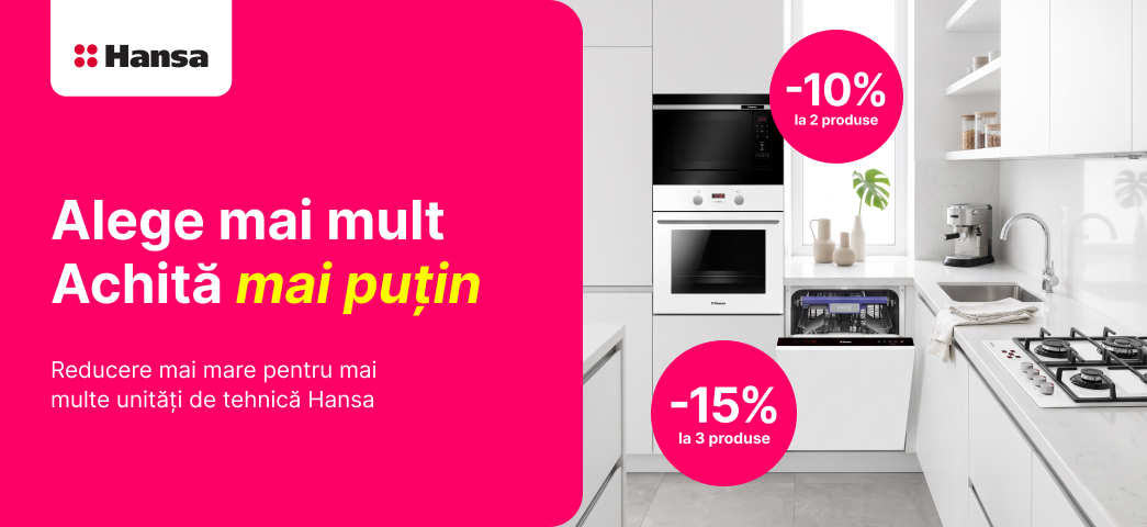 Alege acum 2 unități și primește reducere de 15% sau creează un set din 3 unități și primește reducere de 20%.