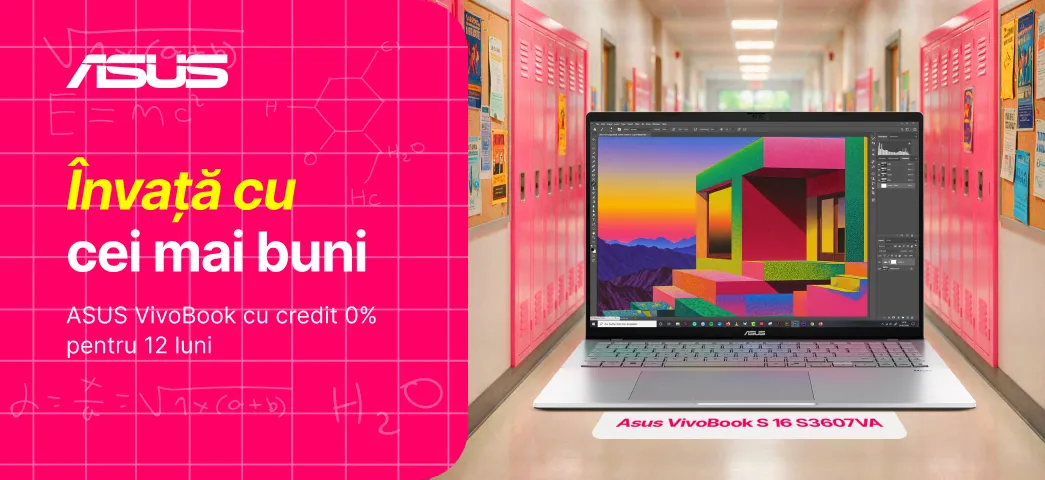 Prinde oferta avantajoasă la Asus Vivobook și comandă-l cu credit 0% pentru 12 luni.