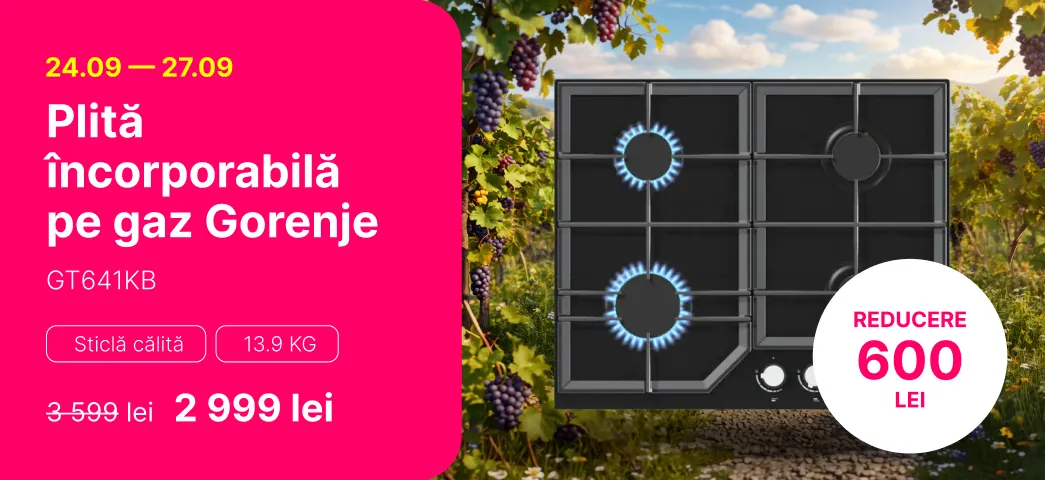 Plită încorporabilă pe gaz Gorenje GT641KB reducere 600 lei