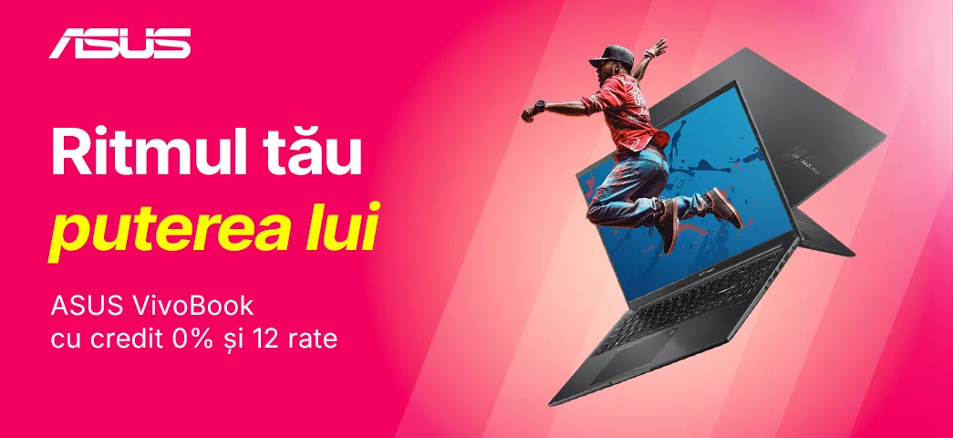 Alege laptopul preferat ASUS VivoBook cu credit 0% și rate avantajoase!