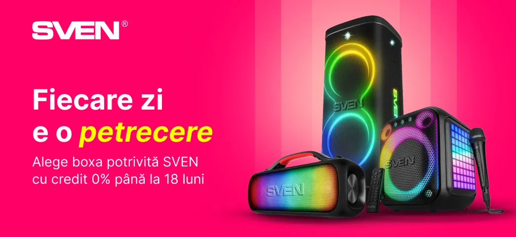 Alege boxa potrivită SVEN cu credit 0% până la 18 luni