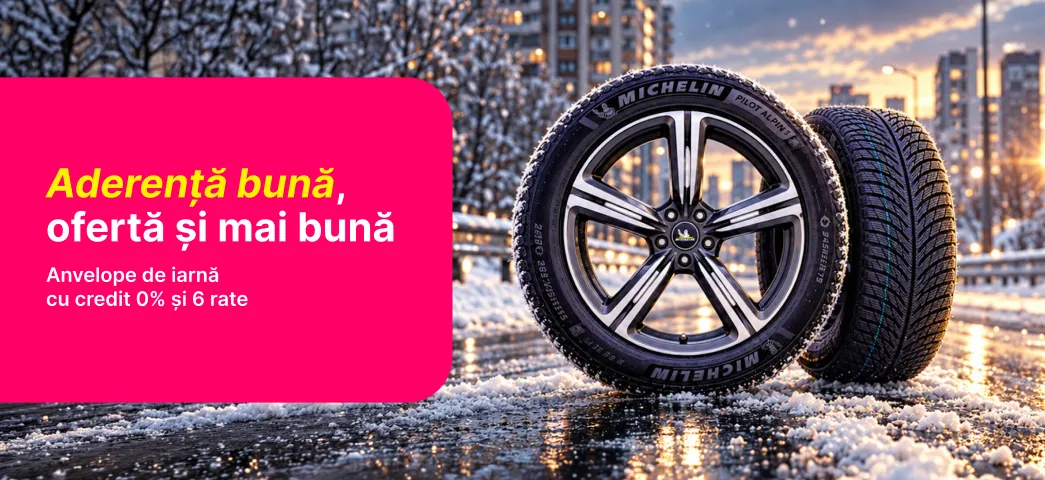 Alege anvelope noi de iarnă cu credit 0% și achitare în 6 rate.