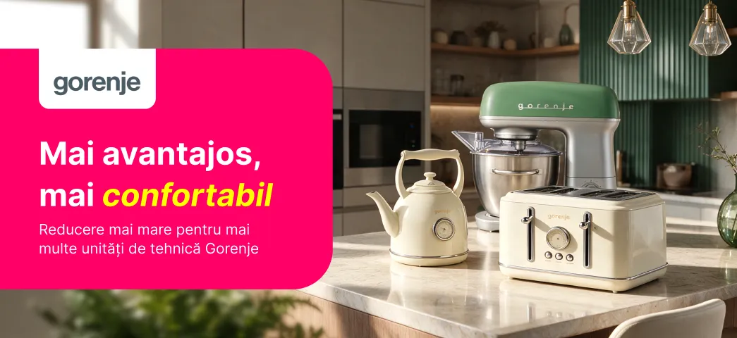 Acum ai un motiv în plus să alegi electrocasnice Gorenje! 15% la alegerea a 2 produse și 20% la alegerea a 3 produse.