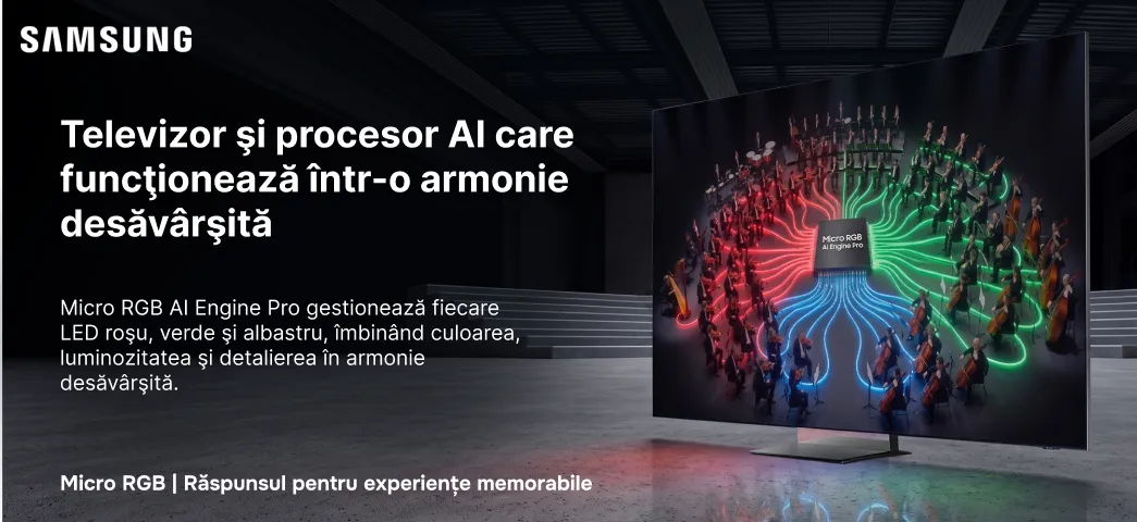Alege avantajos televizorul Samsung cu Micro RGB AI Engine Pro și bucură-te de toate avantajele unui televizor inteligent!
