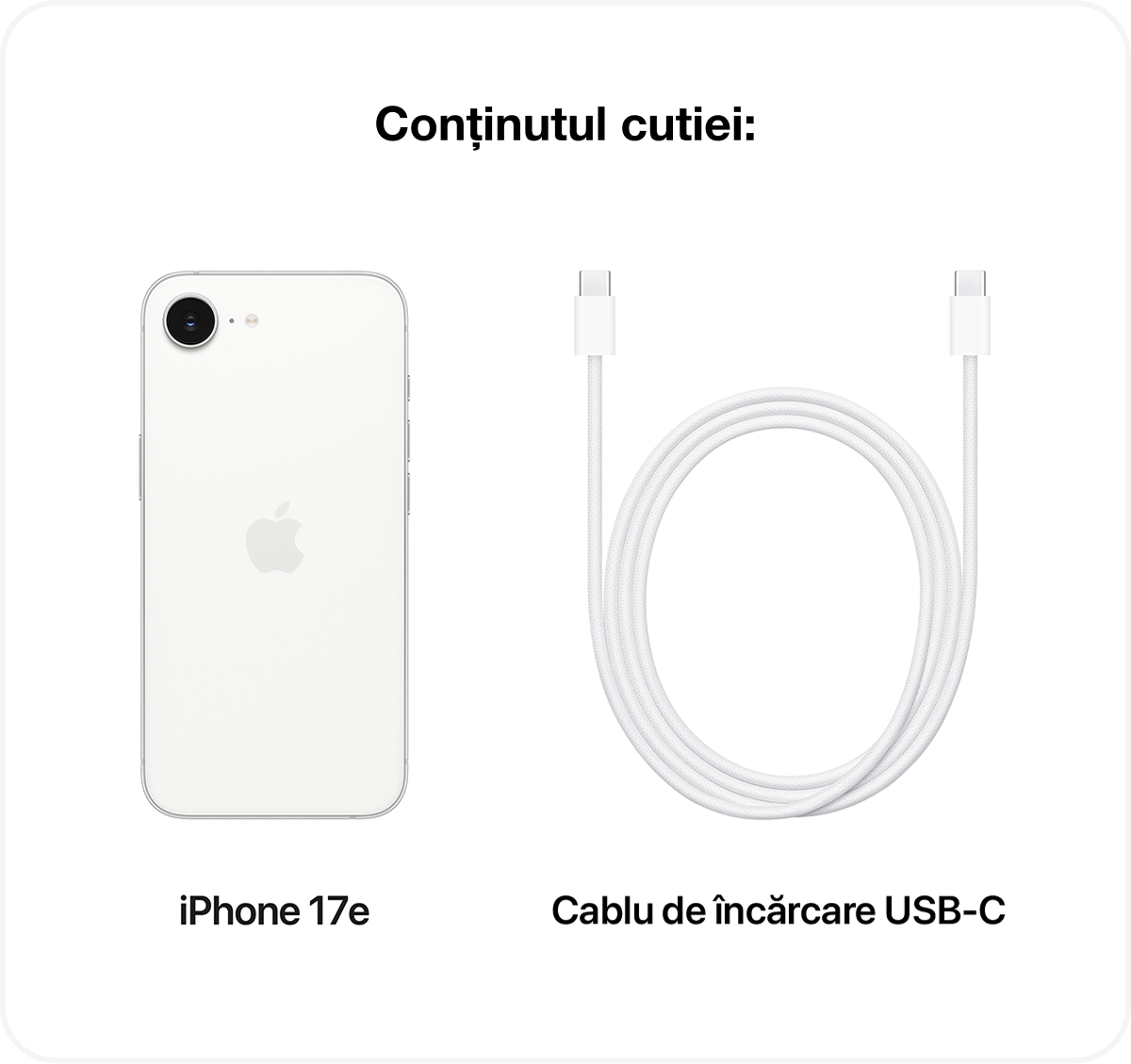 iPhone 17e are un ecran superb Super Retina XDR de 6,1 inchi,1 
        cip A19 rapid
        și capabil, baterie pentru toată ziua2 
        și spațiu  de stocare &icirc;ncep&acirc;nd de la 256 GB.
