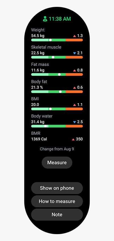 galaxy watch4 body composition ui