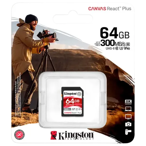 Карта памяти Kingston Canvas React Plus 64 ГБ SD/ Class10 photo 3