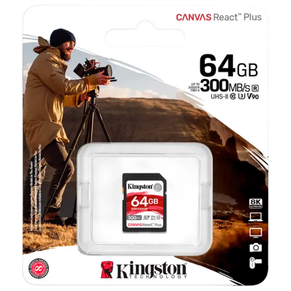 Карта памяти Kingston Canvas React Plus 64 ГБ SD/ Class10 photo 3