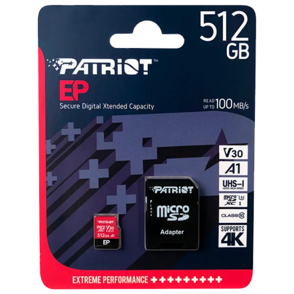 Карта памяти Patriot V30 A1 512 ГБ MicroSD/ Class10 photo 3 Карта памяти Patriot V30 A1 512 ГБ MicroSD/ Class10 photo 3