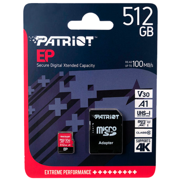 Карта памяти Patriot V30 A1 512 ГБ MicroSD/ Class10 photo 3 Карта памяти Patriot V30 A1 512 ГБ MicroSD/ Class10 photo 3