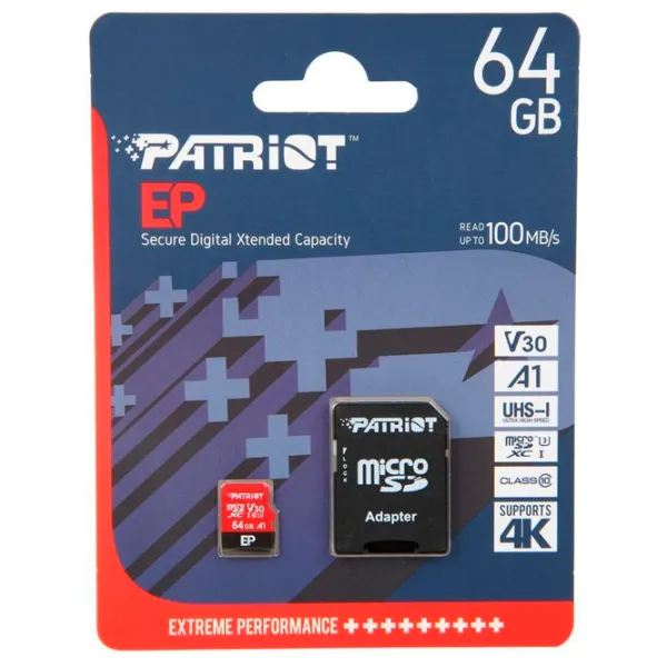 Карта памяти Patriot EP Series 64 ГБ MicroSD/ Class10 photo 4 Карта памяти Patriot EP Series 64 ГБ MicroSD/ Class10 photo 4