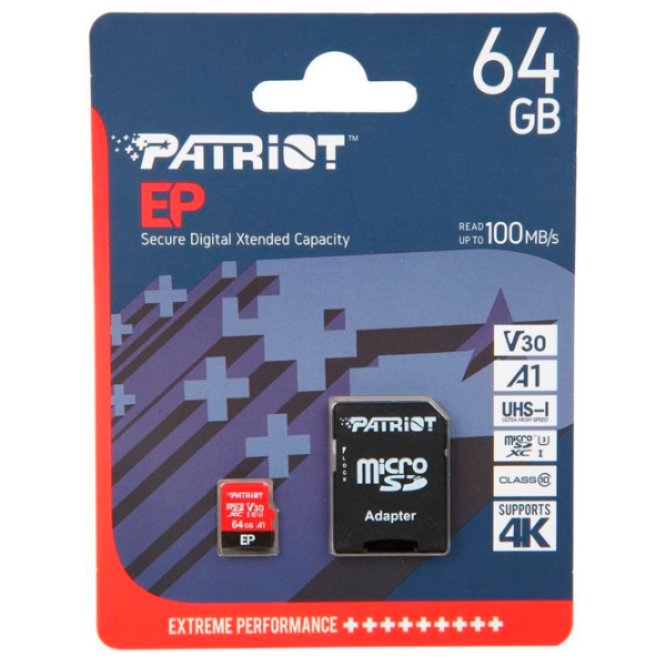 Карта памяти Patriot EP Series 64 ГБ MicroSD/ Class10 photo 4 Карта памяти Patriot EP Series 64 ГБ MicroSD/ Class10 photo 4