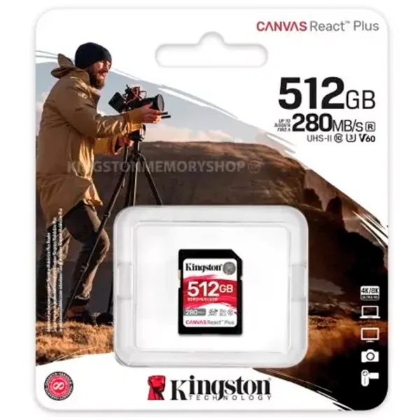 Карта памяти Kingston Canvas React Plus V60 512 ГБ SD / Class10 photo 3
