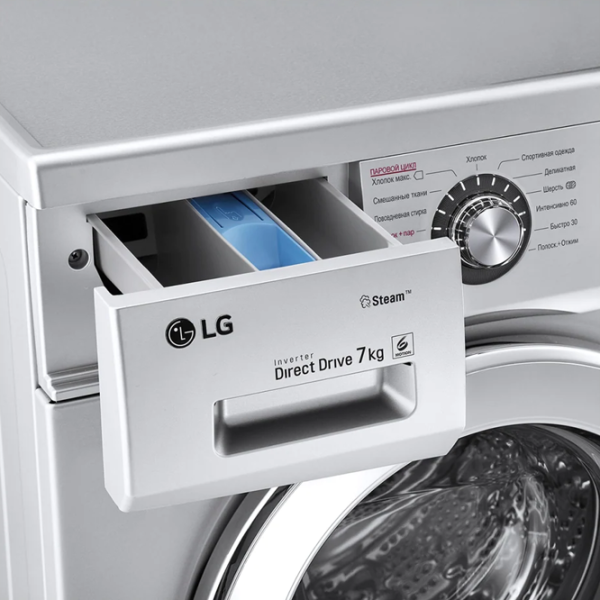 Стиральная машина LG F12M7HDS4 Direct Drive/Steam/6 Motion DD/7 кг/Серебряный photo 10 Стиральная машина LG F12M7HDS4 Direct Drive/Steam/6 Motion DD/7 кг/Серебряный photo 10