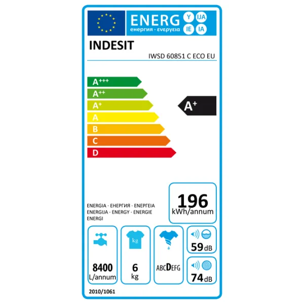 Mașină de spălat Indesit IWSD 60851 C ECO EU 6 kg / 800 rpm / White photo 5