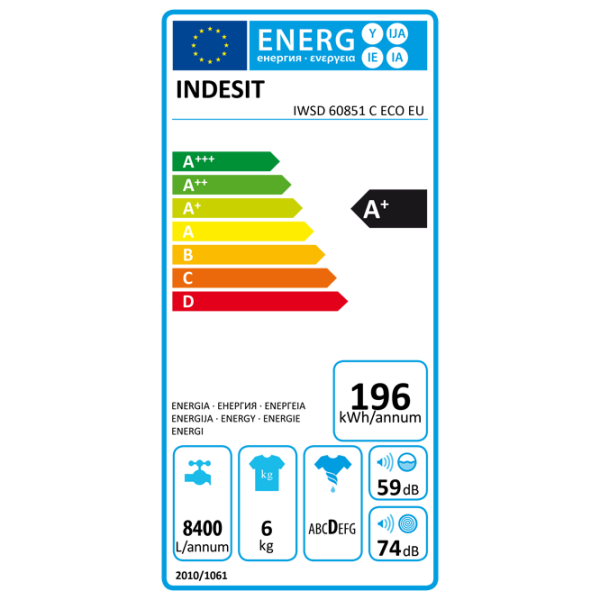 Mașină de spălat Indesit IWSD 60851 C ECO EU 6 kg / 800 rpm / White photo 5