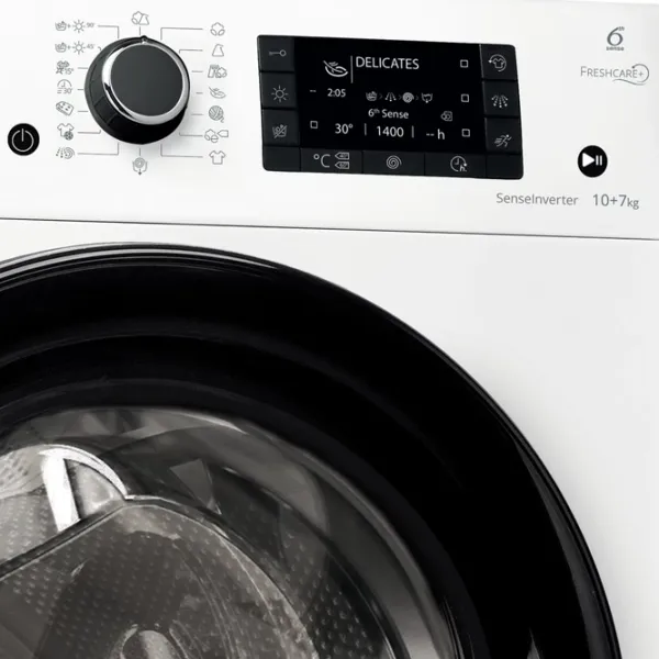 Mașină de spălat cu uscător Whirlpool FWDD1071681B 10 kg / 1600 rpm / White photo 2