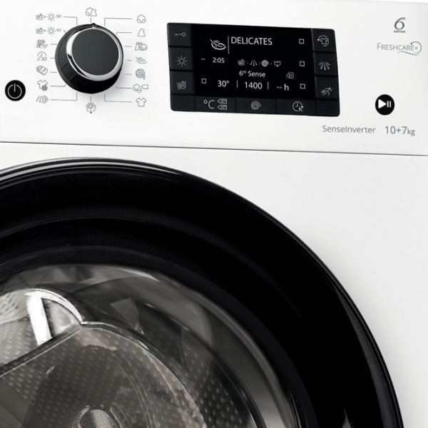 Mașină de spălat cu uscător Whirlpool FWDD1071681B 10 kg / 1600 rpm / White photo 2