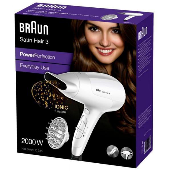 Uscător de păr Braun HD385 2000 W / White photo 6