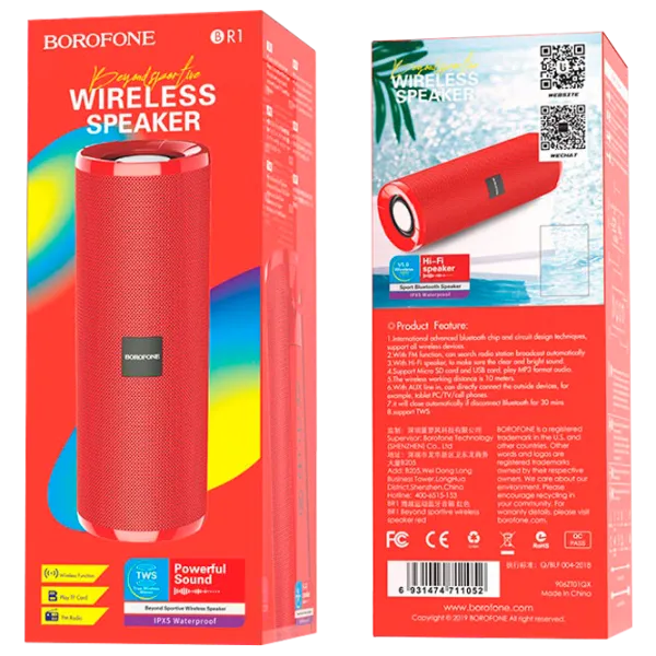 Boxă portabilă Borofone BR1 1 x 5 W/ Red photo 4 Boxă portabilă Borofone BR1 1 x 5 W/ Red photo 4