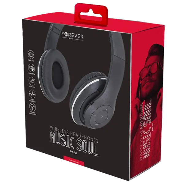 Наушники Forever BHS-300 Серебристый Черный Беспроводные + Проводные/ Персональный photo 6