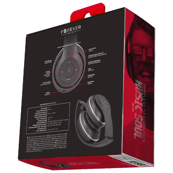 Наушники Forever BHS-300 Серебристый Черный Беспроводные + Проводные/ Персональный photo 7