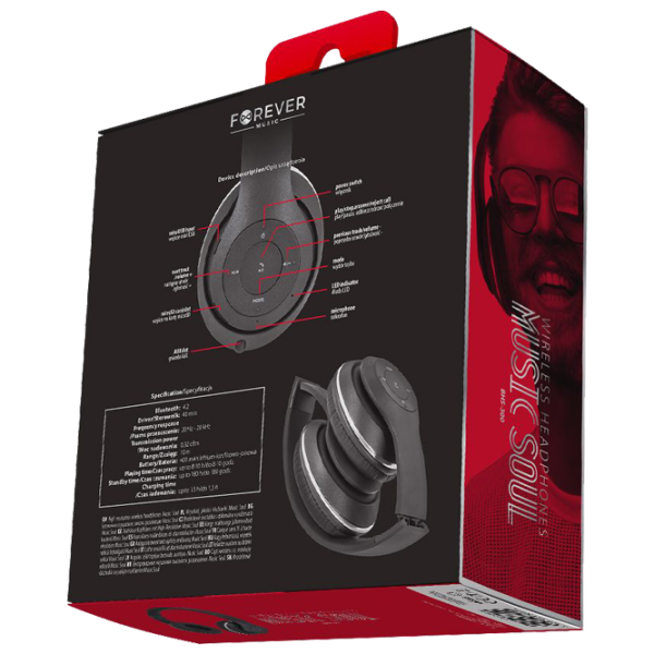 Наушники Forever BHS-300 Серебристый Черный Беспроводные + Проводные/ Персональный photo 7