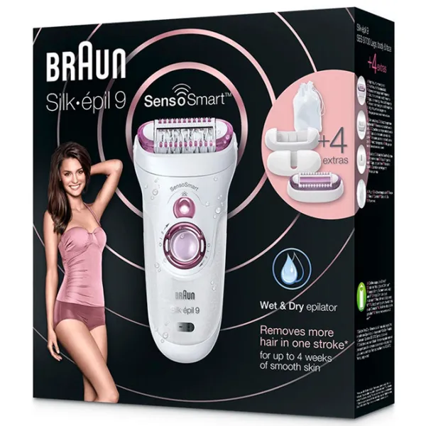 Эпилятор Braun SES 9700 Сухая/ Влажная/ Пурпурный Белый photo 6