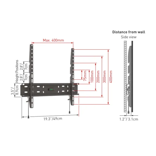 Suport TV Barkan E30 B VESA 400 x 400 mm photo 2