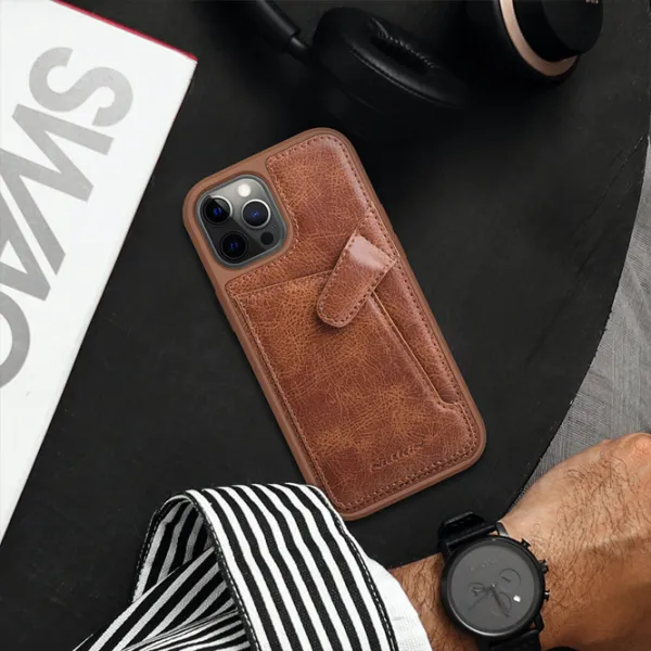 Чехол для смартфона Apple iPhone 12/ 12 Pro Nillkin/ Back/ Кожа/ Коричневый photo 4