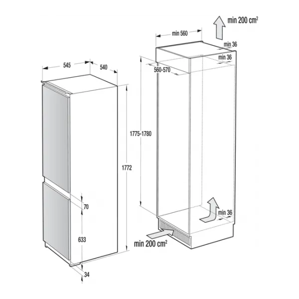 Frigider Gorenje RKI 4181 E3 cu congelator jos 258 l / 177.2 cm / White photo 3
