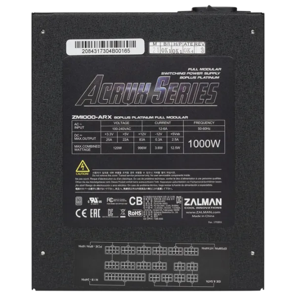 Блок питания Zalman ZM1000-ARX 80+ Platinum/ 1000 Вт photo 6