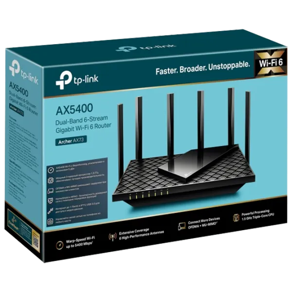 Wi-Fi Роутер TP-Link Archer AX73 574 Мбит/ c/ 4804 Мбит/ с/ Черный photo 4