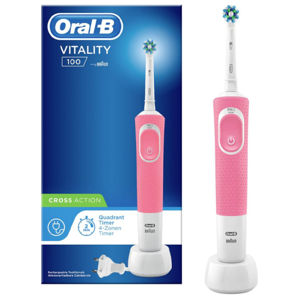 Зубная электрощетка Braun Vitality 100 Cross Action 3D/ Розовый photo 2 Зубная электрощетка Braun Vitality 100 Cross Action 3D/ Розовый photo 2