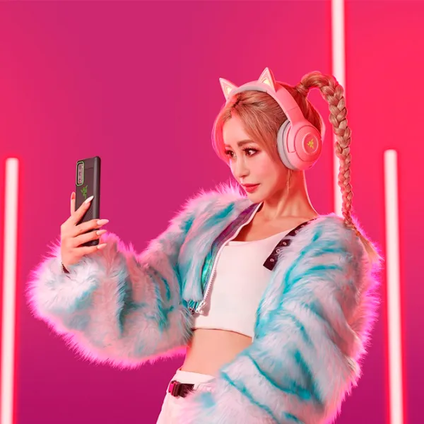 Căști Razer Kraken Quartz Kitty Edition BT White Pink Fără fir/ Personal photo 5