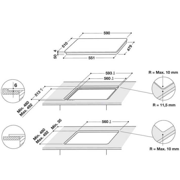 Plită încorporabilă cu inducție Whirlpool WB B8360 NE Black photo 6