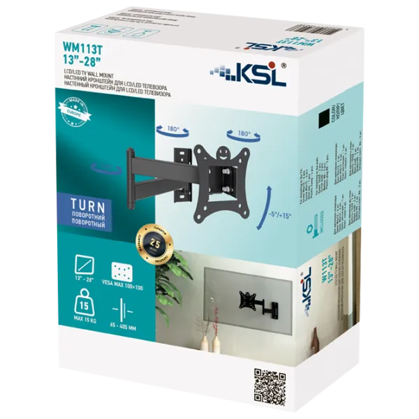 Кронштейн ТВ KSL WM113T VESA 100 x 100 мм photo 4