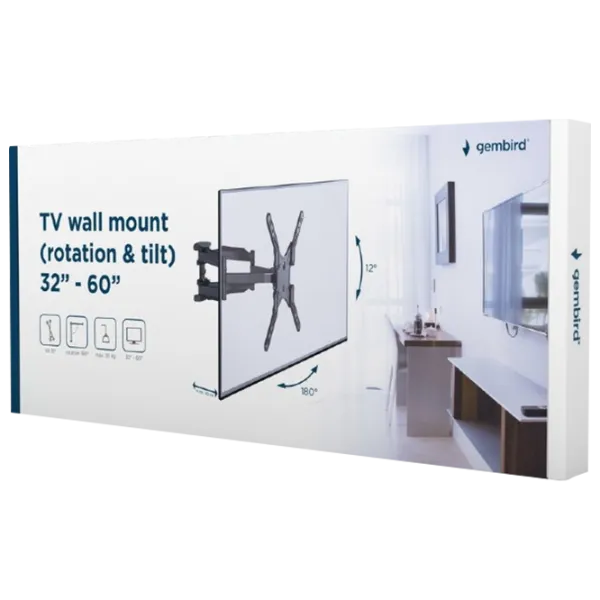 Suport TV Gembird WM-60RT-01 VESA 400 x 400 mm photo 2