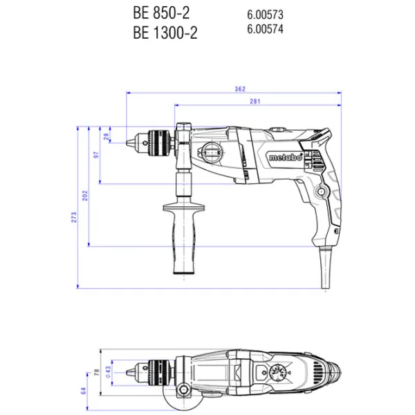 Mașină de găurit Metabo BEV 1300-2 (600574810) 1300 W / 3100 rot/min photo 7