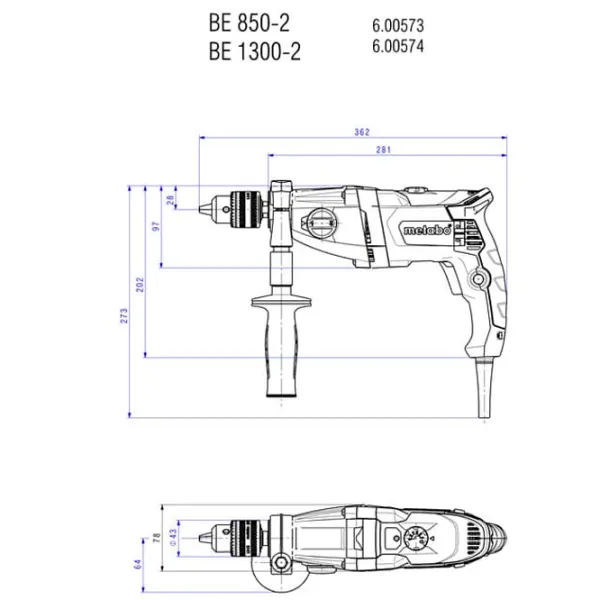 Mașină de găurit Metabo BEV 1300-2 (600574000) 1300 W / 3100 rot/min photo 9