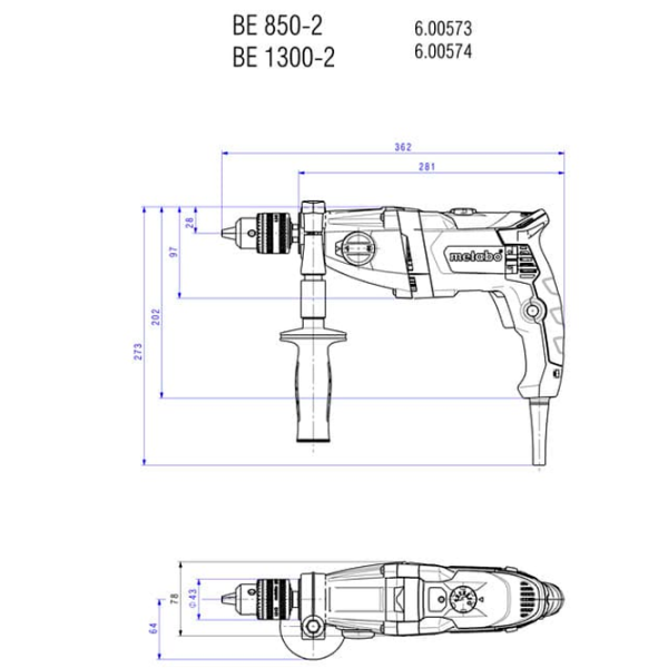 Mașină de găurit Metabo BEV 1300-2 (600574000) 1300 W / 3100 rot/min photo 9